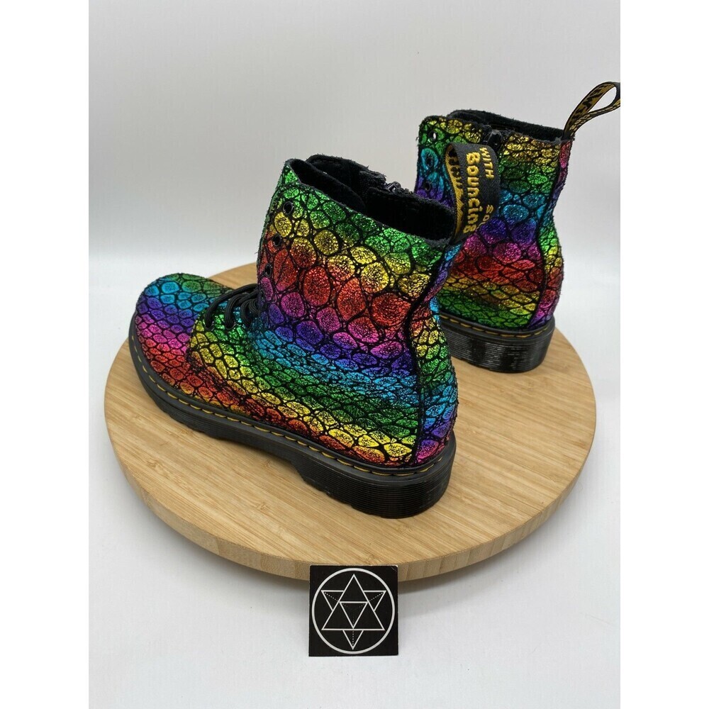 Dr Martens 1460 Pascal J Leather Combat Boots Kids Girls Boys Rainbow Womens 5 - Picture 5 of 11